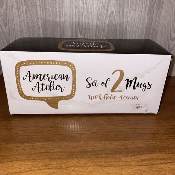 American Atelier Stoneware Coffee Mugs Mr And Mrs Pineapple Polka Dot Mugs NEW - Picture 9 of 16